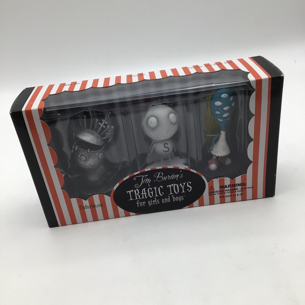 Tim Burton Tragic Toys Stain Boy Robot Boy Girl with Many Eyes Set New Sealed‎